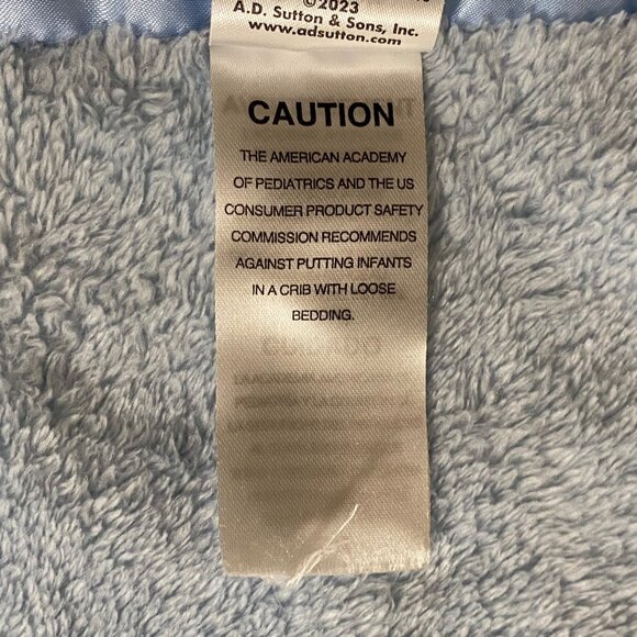 Baby Essentials Satin Trim Boy Blanket Throw Teddy Bear Embroidered Thank Heaven - Picture 6 of 6